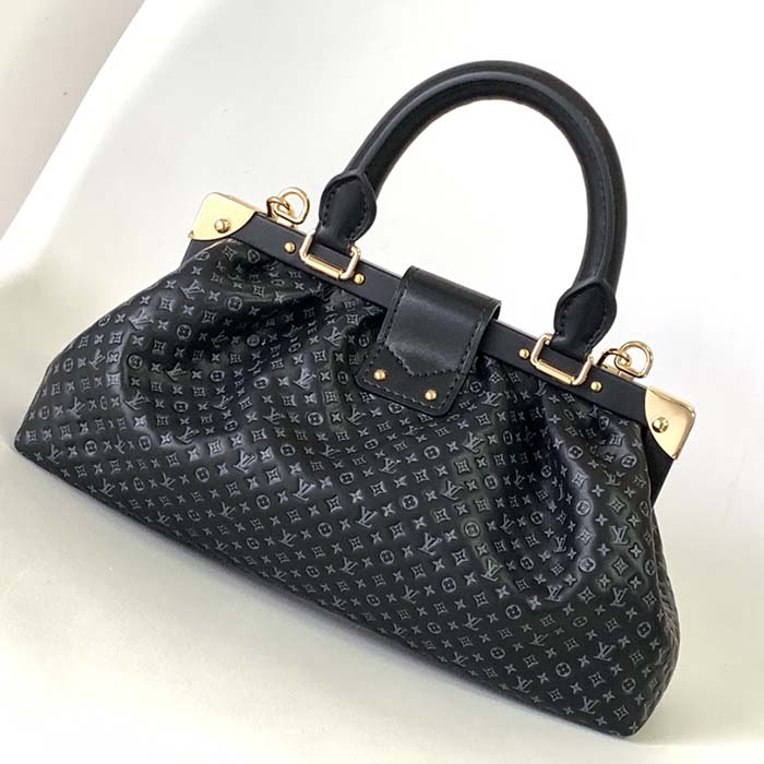 Louis Vuitton LV Women Monogram Clutch Black Calfskin Leather S-Lock (14)