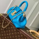 Louis Vuitton LV Women Monogram Clutch Blue Calfskin Leather S-Lock - Image 3