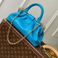 Louis Vuitton LV Women Monogram Clutch Blue Calfskin Leather S-Lock (2)