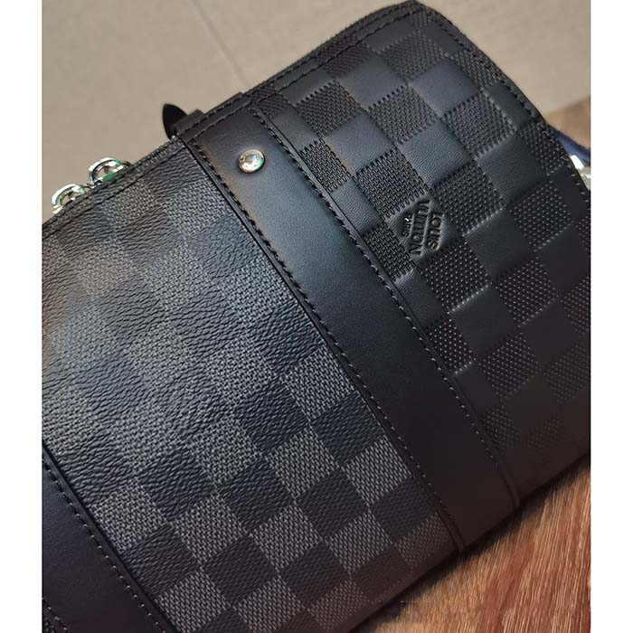 Louis Vuitton Unisex City Keepall Bag Black Graphite Damier Infini Cowhide Leather Damier Coated Canvas (12)