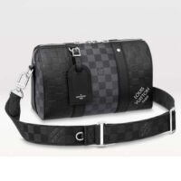 Louis Vuitton Unisex City Keepall Bag Black Graphite Damier Infini Cowhide Leather Damier Coated Canvas (3)