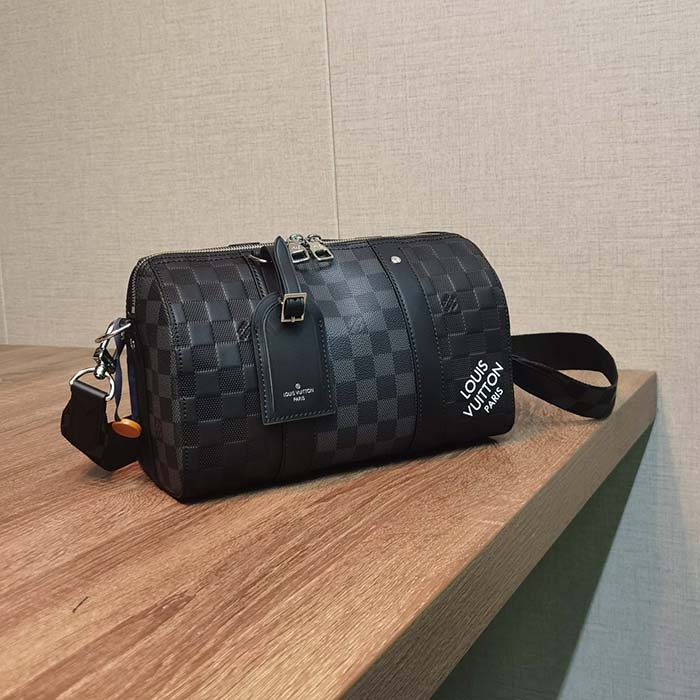 Louis Vuitton Unisex City Keepall Bag Black Graphite Damier Infini Cowhide Leather Damier Coated Canvas (6)