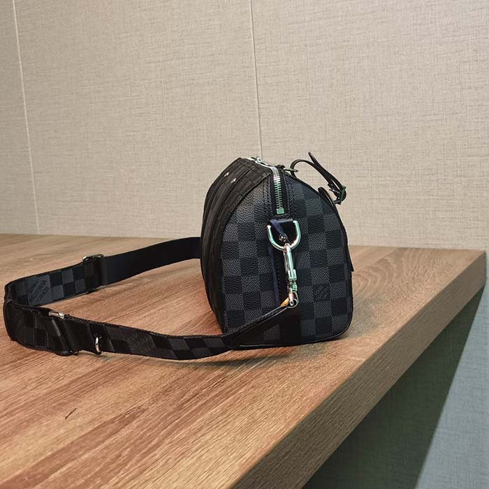 Louis Vuitton Unisex City Keepall Bag Black Graphite Damier Infini Cowhide Leather Damier Coated Canvas (7)
