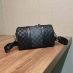 Louis Vuitton Unisex City Keepall Bag Black Graphite Damier Infini Cowhide Leather Damier Coated Canvas - Image 4
