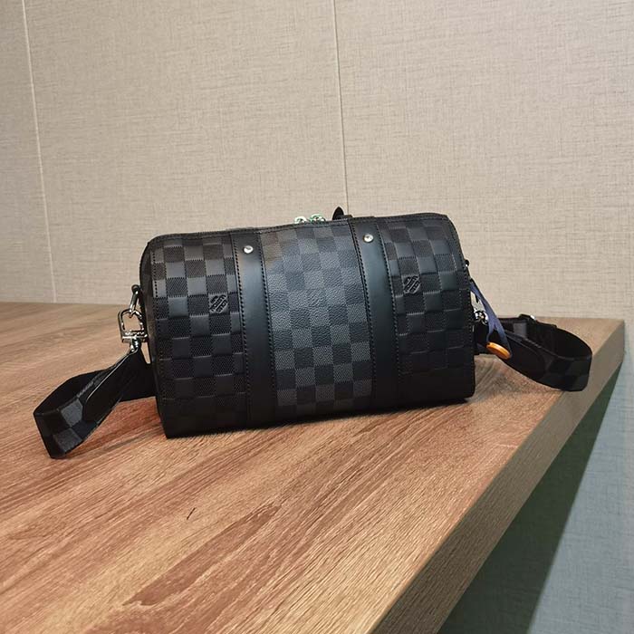Louis Vuitton Unisex City Keepall Bag Black Graphite Damier Infini Cowhide Leather Damier Coated Canvas (8)