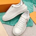 Louis Vuitton Unisex LV Time Out Sneaker Silver Calf Leather Strass Monogram Flowers – Image 7