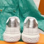 Louis Vuitton Unisex LV Time Out Sneaker Silver Calf Leather Strass Monogram Flowers – Image 5
