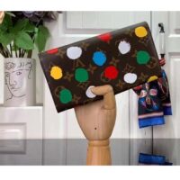 Louis Vuitton Unisex LV x YK Sarah Wallet Monogram Coated Canvas 3D Painted Dots Print (7)