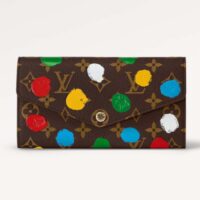 Louis Vuitton Unisex LV x YK Sarah Wallet Monogram Coated Canvas 3D Painted Dots Print (7)