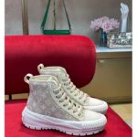 Louis Vuitton Women LV Squad Sneaker Boot Beige Monogram Denim Circle Double Laces - immagine 2