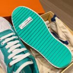 Louis Vuitton Women LV Time Out Sneaker Blue Calf Leather Colored Monogram Flowers - Image 8