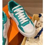 Louis Vuitton Women LV Time Out Sneaker Blue Calf Leather Colored Monogram Flowers - Image 5