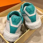 Louis Vuitton Women LV Time Out Sneaker Blue Calf Leather Colored Monogram Flowers - Image 6