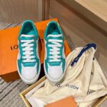 Louis Vuitton Women LV Time Out Sneaker Blue Calf Leather Colored Monogram Flowers - Image 3