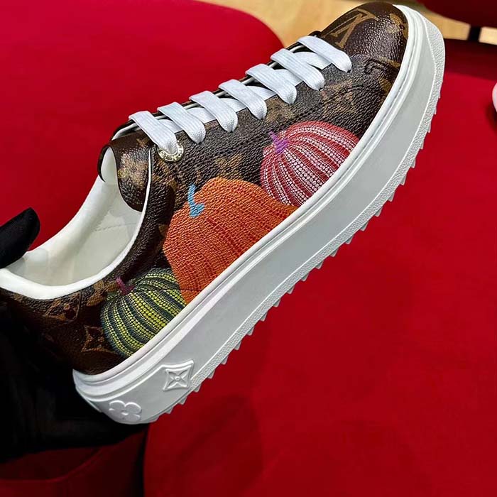 Louis Vuitton Women LV Time Out Sneaker Brown Printed Patent Monogram Canvas Flowers (10)