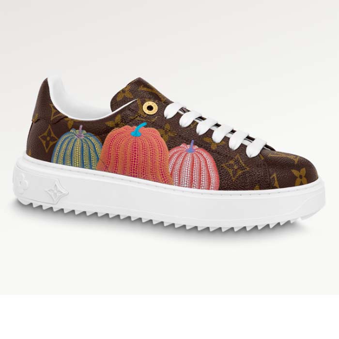 Louis Vuitton Women LV Time Out Sneaker Brown Printed Patent Monogram Canvas Flowers (5)