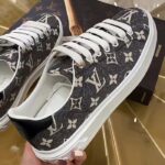Louis Vuitton Women LV Time Out Sneaker Gray Monogram Denim Flowers - Image 7