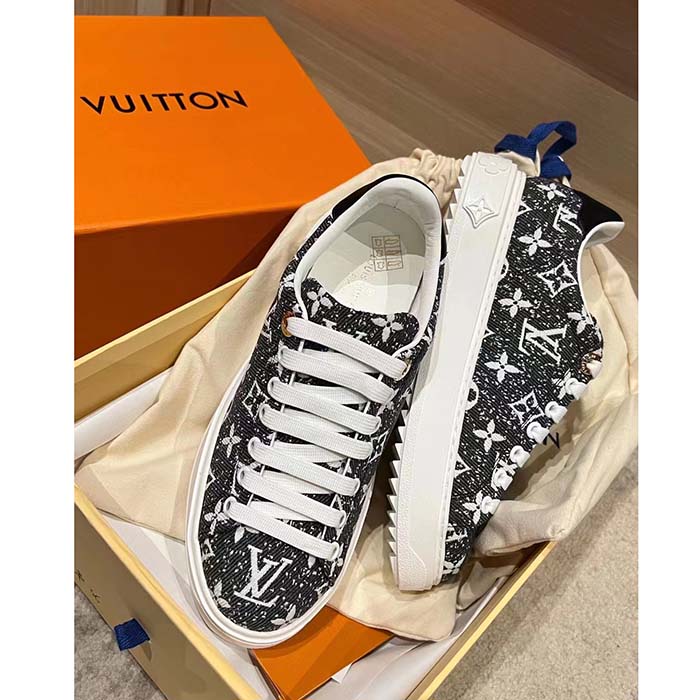 Louis Vuitton Women LV Time Out Sneaker Gray Monogram Denim Flowers (11)