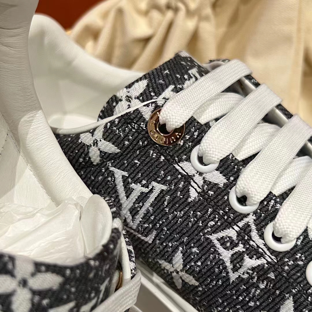 Louis Vuitton Women LV Time Out Sneaker Gray Monogram Denim Flowers (13)