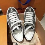 Louis Vuitton Women LV Time Out Sneaker Gray Monogram Denim Flowers - Image 3
