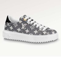 Louis Vuitton Women LV Time Out Sneaker Gray Monogram Denim Flowers