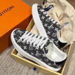 Louis Vuitton Women LV Time Out Sneaker Gray Monogram Denim Flowers - Image 4