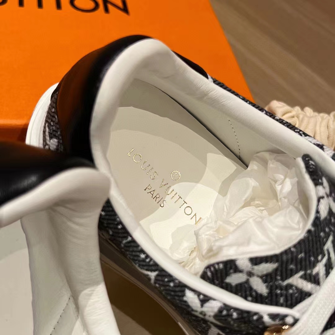 Louis Vuitton Women LV Time Out Sneaker Gray Monogram Denim Flowers (6)