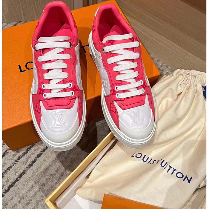 Louis Vuitton Women LV Time Out Sneaker Pink Calf Leather Colored Monogram Flowers (3)