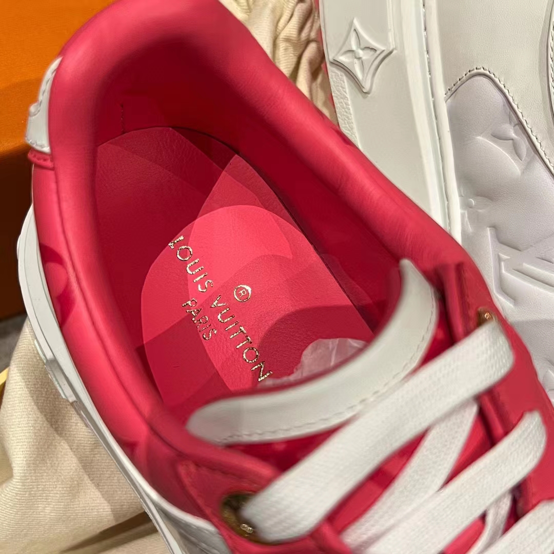 Louis Vuitton Women LV Time Out Sneaker Pink Calf Leather Colored Monogram Flowers (7)