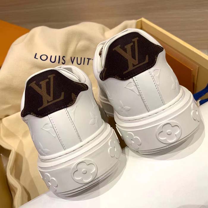 Louis Vuitton Women LV Time Out Sneaker White Debossed Calf Leather Recycled Monogram Nylon (2)