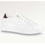 Louis Vuitton Donna LV Time Out Sneaker Bianco Pelle di vitello goffrata Monogramma riciclato Nylon