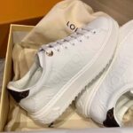 Louis Vuitton Women LV Time Out Sneaker White Debossed Calf Leather Recycled Monogram Nylon - immagine 7