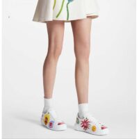 Louis Vuitton Women LV Time Out Sneaker White Printed Calf Leather Monogram Flowers (11)