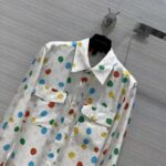 Louis Vuitton Women LV x YK Painted Dots Masculine Shirt Silk White Regular Fit - immagine 5