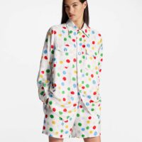 Louis Vuitton Women LV x YK Painted Dots Masculine Shirt Silk White Regular Fit (4)