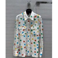 Louis Vuitton Women LV x YK Painted Dots Masculine Shirt Silk White Regular Fit (4)