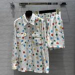 Louis Vuitton Women LV x YK Painted Dots Masculine Shirt Silk White Regular Fit - immagine 3