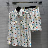 Louis Vuitton Women LV x YK Painted Dots Masculine Shirt Silk White Regular Fit (4)