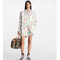 Louis Vuitton Women LV x YK Painted Dots Masculine Shirt Silk White Regular Fit (4)