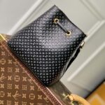 Louis Vuitton Women NeoNoé BB Bucket Bag Black Calfskin Monogram Flowers - Image 4