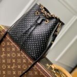 Louis Vuitton Women NeoNoé BB Bucket Bag Black Calfskin Monogram Flowers - Image 3