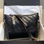 Chanel CC Gabrielle Hobo Medium Bag Black Goatskin Gold Silver-Tone Metal - immagine 2