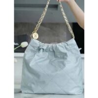 Chanel Women CC 22 Handbag Shiny Calfskin & Gold-Tone Metal Light Blue (3)