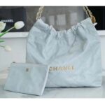 Chanel Women CC 22 Handbag Shiny Calfskin & Gold-Tone Metal Light Blue - Image 2