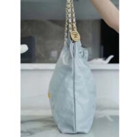 Chanel Women CC 22 Handbag Shiny Calfskin & Gold-Tone Metal Light Blue (3)