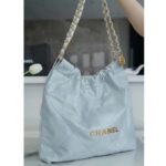 Chanel Women CC 22 Handbag Shiny Calfskin & Gold-Tone Metal Light Blue - Image 4