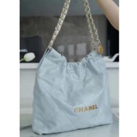 Chanel Women CC 22 Handbag Shiny Calfskin & Gold-Tone Metal Light Blue (3)