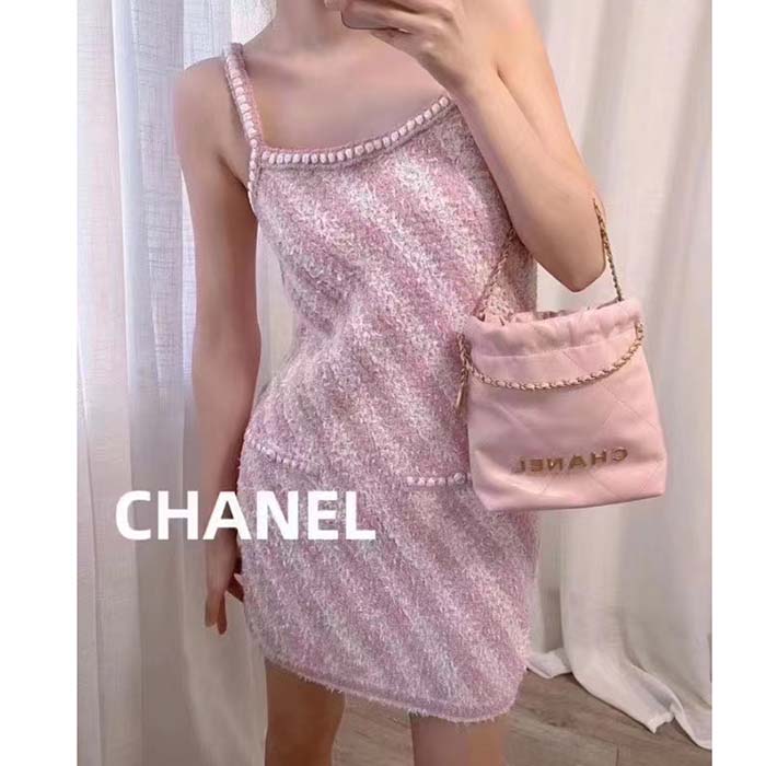 Chanel Women CC 22 Mini Handbag Shiny Calfskin Gold-Tone Metal Light Pink (10)