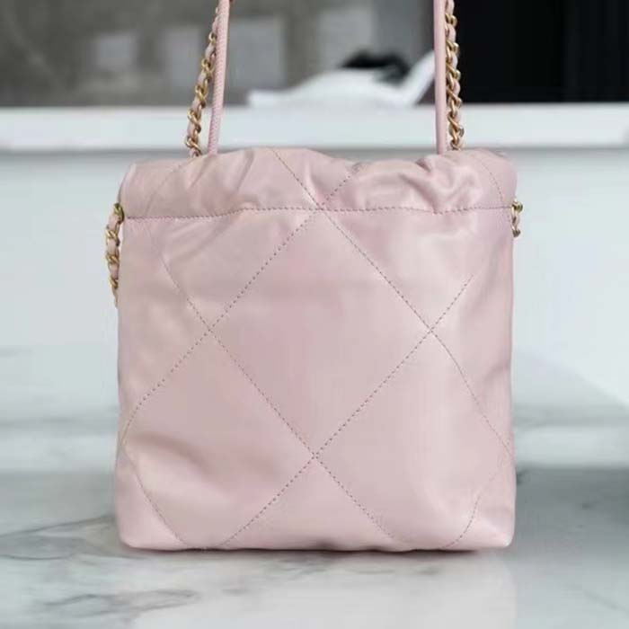 Chanel Women CC 22 Mini Handbag Shiny Calfskin Gold-Tone Metal Light Pink (12)