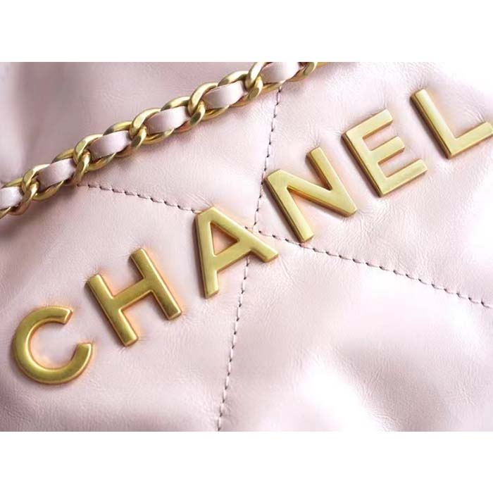Chanel Women CC 22 Mini Handbag Shiny Calfskin Gold-Tone Metal Light Pink (3)